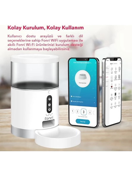 Fonri Kedi Köpek Akıllı Mama Kabı, Otomatik Mama Kabı, Wifi, 4lt, Uzaktan Kontrol, Porsiyon Ayarlı - 4