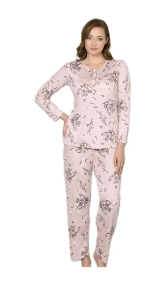 Alperi 790-25 Kadın Desenli Uzun Kol Pijama Takım