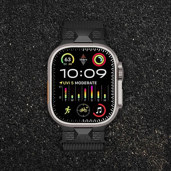 Apple Watch Ultra Uktra 2 49mm Redclick KRD-107 Metal Hasır Kordon - 5
