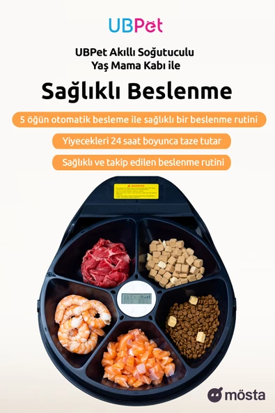 UBPet Akıllı Soğutuculu Yaş Mama Kabı, Otomatik Kedi-Köpek Besleyicileri, Uzun Ömürlü Soğutmalı Kuru ve Yaş Mama Servisi 3 Kademeli Soğutma Mod Ayarı Değerlendirmeleri - 5