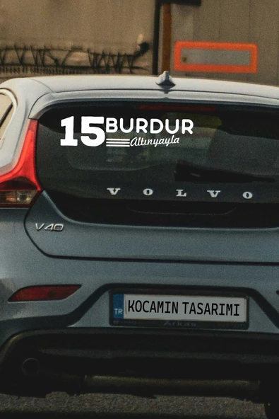 Burdur 15 Plaka Kodlu Beyaz Araç Sticker Altınyayla İlçe Yazılı Özel Tasarım 40x8 cm  Şehir ve İlçe Temalı Kaliteli Sticker