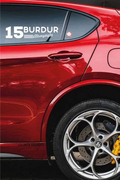 Burdur 15 Plaka Kodlu Beyaz Araç Sticker Altınyayla İlçe Yazılı Özel Tasarım 40x8 cm  Şehir ve İlçe Temalı Kaliteli Sticker - 2
