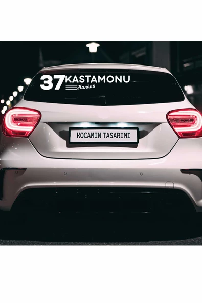Kastamonu 37 Plaka Kodlu Beyaz Araç Sticker Hanönü İlçe Yazılı Özel Tasarım 40x8 cm  Şehir ve İlçe Temalı Kaliteli Sticker - 4