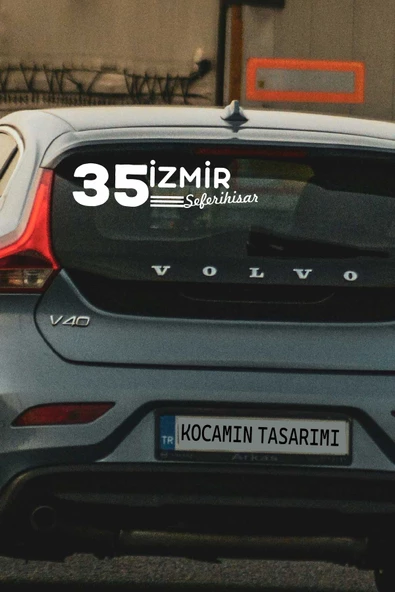 İzmir 35 Plaka Kodlu Beyaz Araç Sticker Seferihisar İlçe Yazılı Özel Tasarım 40x8 cm  Şehir ve İlçe Temalı Kaliteli Sticker