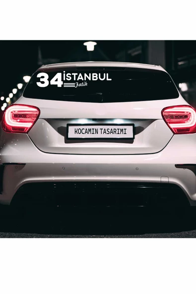 İstanbul 34 Plaka Kodlu Beyaz Araç Sticker Fatih İlçe Yazılı Özel Tasarım 40x8 cm  Şehir ve İlçe Temalı Kaliteli Sticker - 4