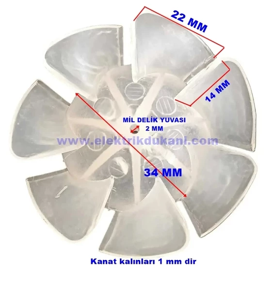 Fön Makinesi Pervanesi Plastik 7 Kanat Şeffaf