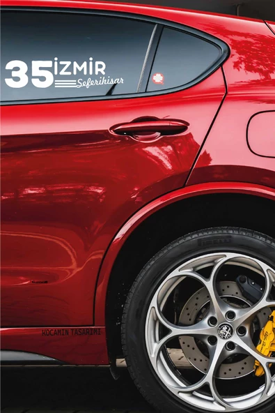 İzmir 35 Plaka Kodlu Beyaz Araç Sticker Seferihisar İlçe Yazılı Özel Tasarım 40x8 cm  Şehir ve İlçe Temalı Kaliteli Sticker - 2