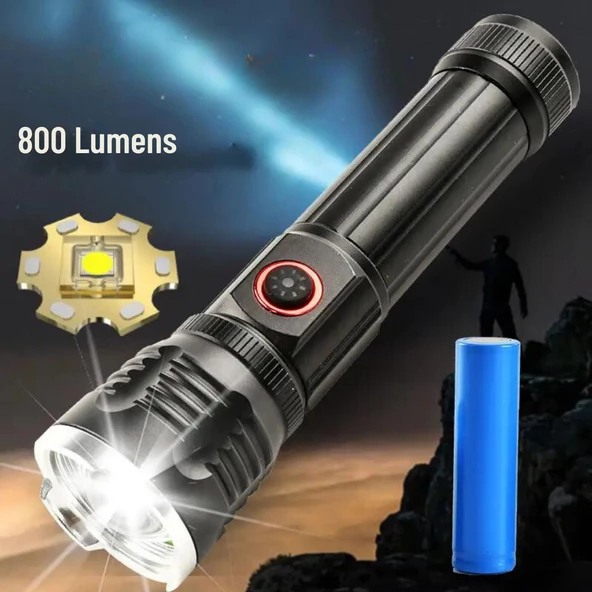 OR-2304-TG Zoomlu El Feneri - 6000K Gün Işığı, 100W Güç, 1000 Metre Işık Mesafesi - 2