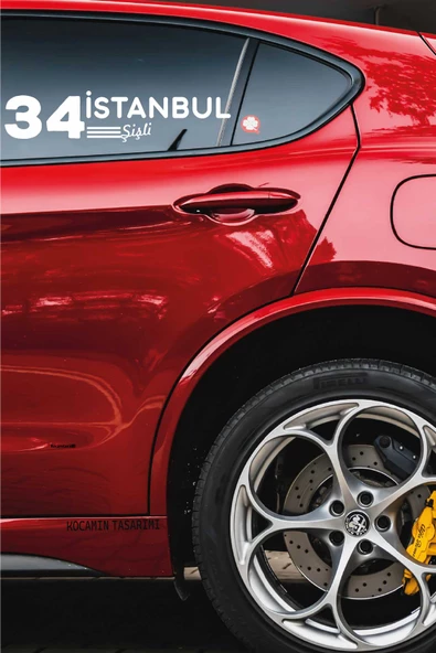 İstanbul 34 Plaka Kodlu Beyaz Araç Sticker Şişli İlçe Yazılı Özel Tasarım 40x8 cm  Şehir ve İlçe Temalı Kaliteli Sticker - Resim 2