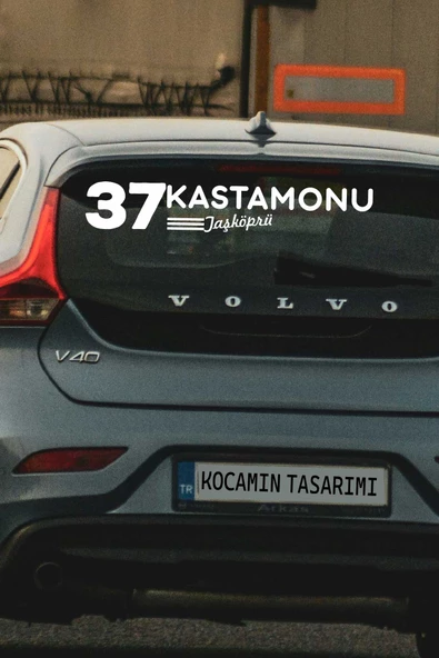 Kastamonu 37 Plaka Kodlu Beyaz Araç Sticker Taşköprü İlçe Yazılı Özel Tasarım 40x8 cm  Şehir ve İlçe Temalı Kaliteli Sticker
