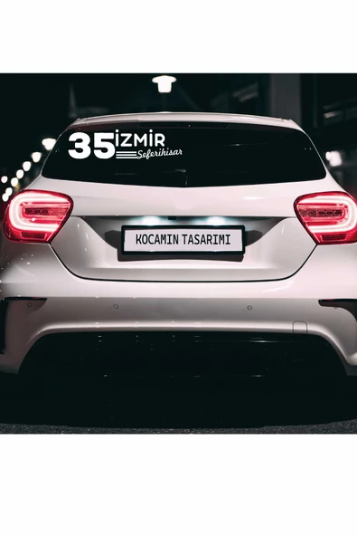İzmir 35 Plaka Kodlu Beyaz Araç Sticker Seferihisar İlçe Yazılı Özel Tasarım 40x8 cm  Şehir ve İlçe Temalı Kaliteli Sticker - 4