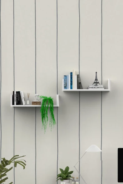 Beyaz Ahşap Dekoratif Duvar Rafı - Resim 5