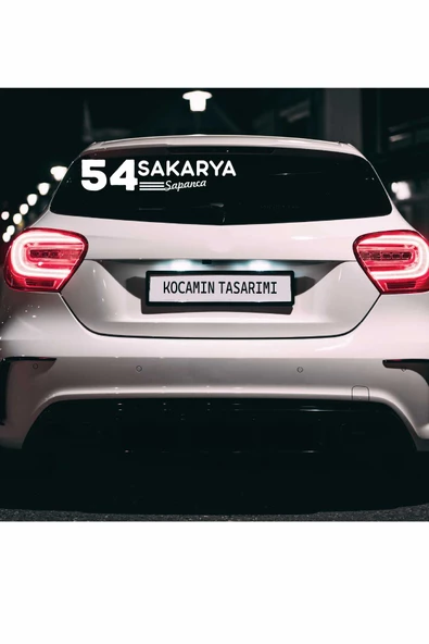 Sakarya 54 Plaka Kodlu Beyaz Araç Sticker Sapanca İlçe Yazılı Özel Tasarım 40x8 cm  Şehir ve İlçe Temalı Kaliteli Sticker - 4