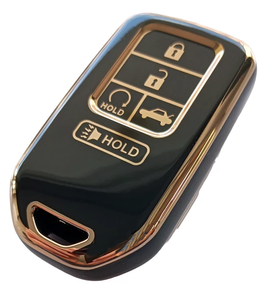 Honda Civic Accord Uyumlu Smart Anahtar Kılıfı Kumanda Kılıfı Oto Anahtarlık Siyah Gold - 2