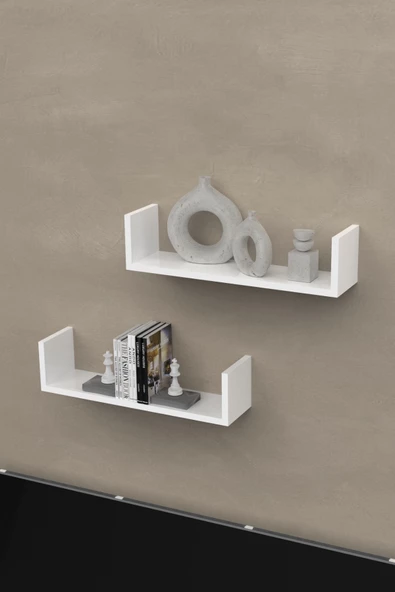 Beyaz Ahşap Dekoratif Duvar Rafı - Resim 3