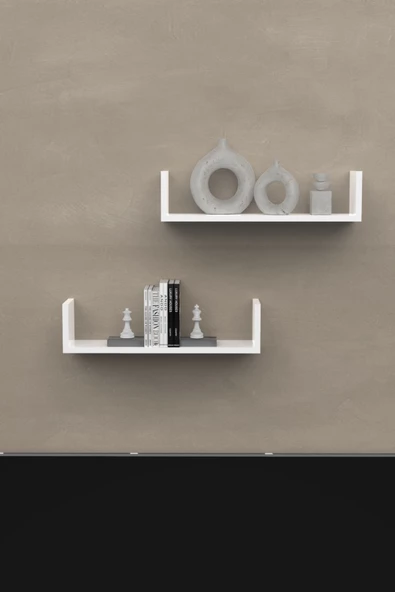 Beyaz Ahşap Dekoratif Duvar Rafı - Resim 4