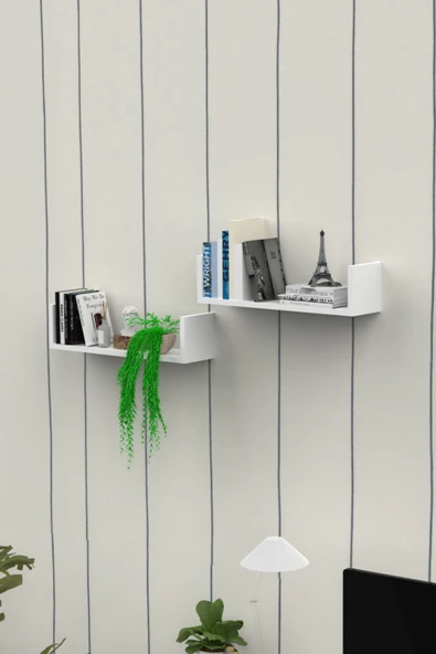 Beyaz Ahşap Dekoratif Duvar Rafı - Resim 2