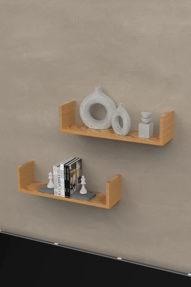 Ahşap Dekoratif Duvar Rafı - Resim 3