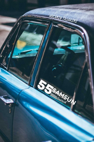 Samsun 55 Plaka Kodlu Beyaz Araç Sticker Asarcık İlçe Yazılı Özel Tasarım 40x8 cm  Şehir ve İlçe Temalı Kaliteli Sticker - 3