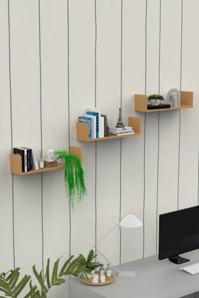 Ahşap Dekoratif Duvar Rafı - Resim 2