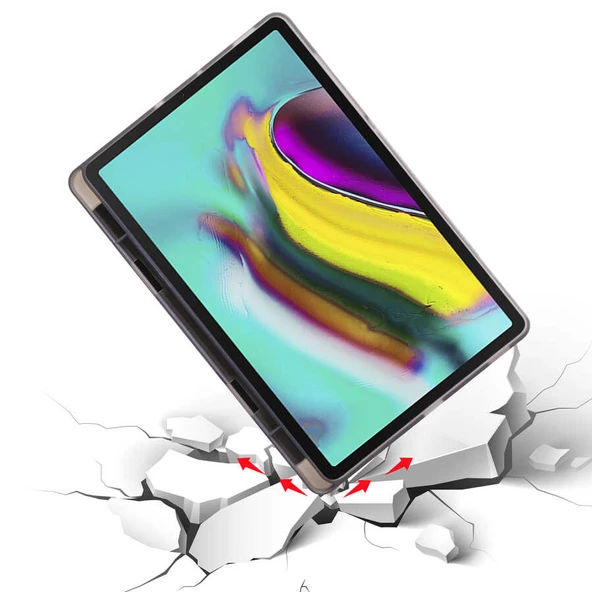 Samsung Galaxy Tab A7 10.4 T500 2020 Kılıf Tri Folding Kalem Bölmeli Standlı Kılıf - 2