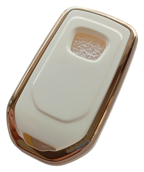 Honda Civic Accord Uyumlu Smart Anahtar Kılıfı Kumanda Kılıfı Oto Anahtarlık Beyaz Gold - 3
