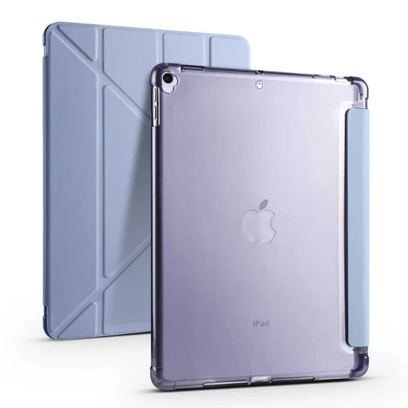 iPad 10.2 2021 (9.Nesil) Kılıf Tri Folding Kalem Bölmeli Standlı Kılıf - 10