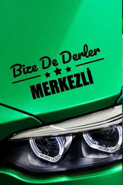 Antalya Merkez Siyah Araç Sticker  40x15 cm Bize De Derler  Merkezli Özel Tasarım Oto Sticker