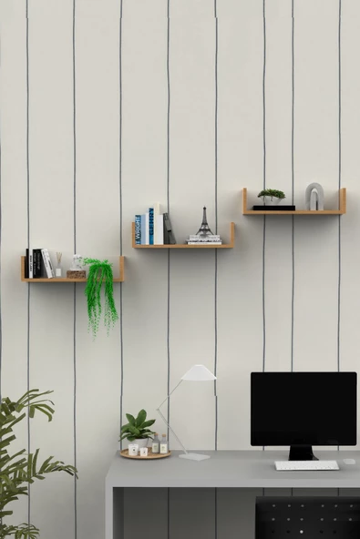 Ahşap Dekoratif Duvar Rafı - Resim 3