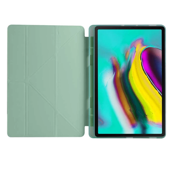 Samsung Galaxy Tab A7 10.4 T500 2020 Kılıf Tri Folding Kalem Bölmeli Standlı Kılıf - 5