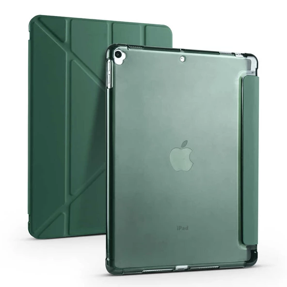 iPad 10.2 2021 (9.Nesil) Kılıf Tri Folding Kalem Bölmeli Standlı Kılıf