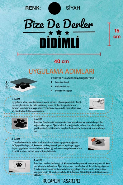 Aydın Didim Siyah Araç Sticker  40x15 cm Bize De Derler  Didimli Özel Tasarım Oto Sticker - 5