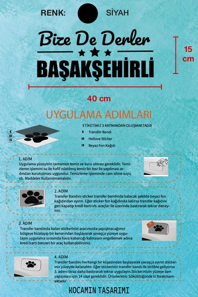 İstanbul Başakşehir Siyah Araç Sticker  40x15 cm Bize De Derler  Başakşehirli Özel Tasarım Oto Sticker - 5