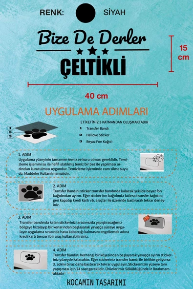 Konya Çeltik Siyah Araç Sticker  40x15 cm Bize De Derler  Çeltikli Özel Tasarım Oto Sticker - 5