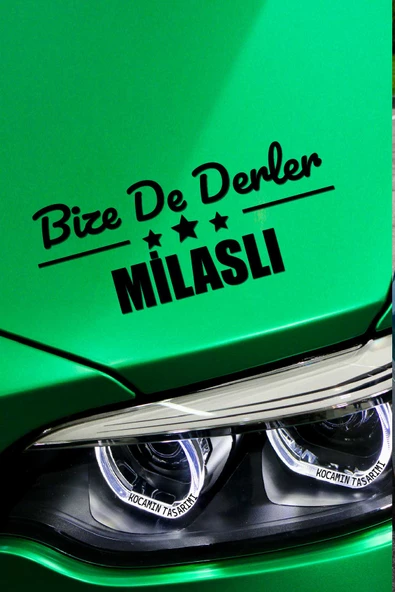 Muğla Milas Siyah Araç Sticker  40x15 cm Bize De Derler  Milaslı Özel Tasarım Oto Sticker