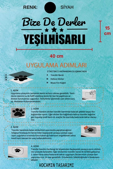Kayseri Yeşilhisar Siyah Araç Sticker  40x15 cm Bize De Derler  Yeşilhisarlı Özel Tasarım Oto Sticker - 5