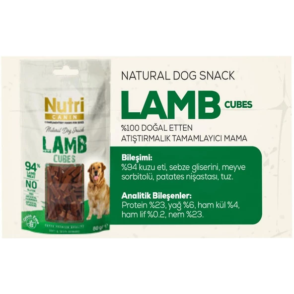 Nutri Canin 80Gr %100 Doğal Etten Natural Dog Snack Kuzu Etli Küp Atıştırmalık 6Adet Köpek Ödülü - 5