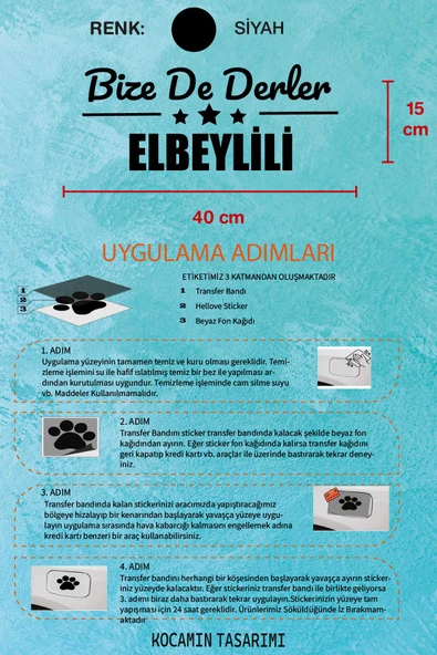Kilis Elbeyli Siyah Araç Sticker  40x15 cm Bize De Derler  Elbeylili Özel Tasarım Oto Sticker - 5