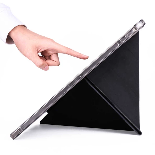 iPad Pro 12.9 2020 (4.Nesil) Kılıf Tri Folding Kalem Bölmeli Standlı Kılıf - 4