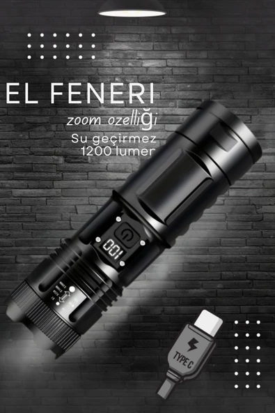 Çok Fonksiyonlu Şarj Göstergeli El Feneri – Yüksek Işık Gücü ve Uzun Pil Ömrü dijital gösterge - 2