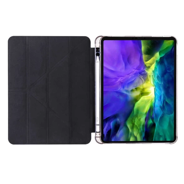 iPad Pro 12.9 2020 (4.Nesil) Kılıf Tri Folding Kalem Bölmeli Standlı Kılıf - 5