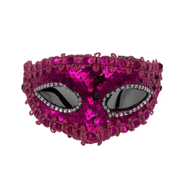 Plastik Pullu Lüks Maske Fuşya
