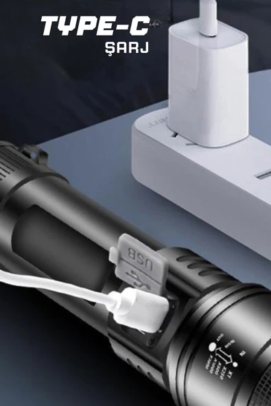 Çok Fonksiyonlu Şarj Göstergeli El Feneri – Yüksek Işık Gücü ve Uzun Pil Ömrü dijital gösterge - 4