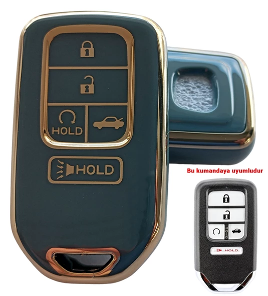 Honda Civic Accord Uyumlu Smart Anahtar Kılıfı Kumanda Kılıfı Oto Anahtarlık Gri Gold