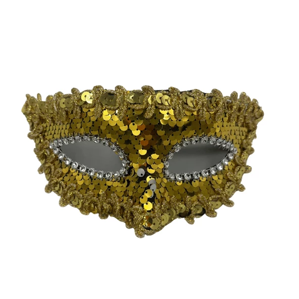 Plastik Pullu Lüks Gold Maske