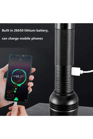 100 watt metal tasarım 1000 lümen 1000 metre zomlu el feneri or-2208-tg - 3