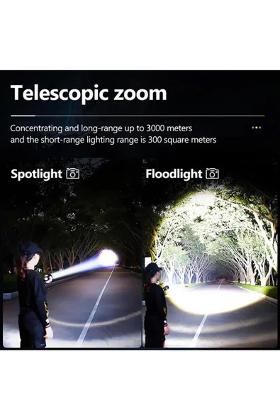 100 watt metal tasarım 1000 lümen 1000 metre zomlu el feneri or-2208-tg - 4