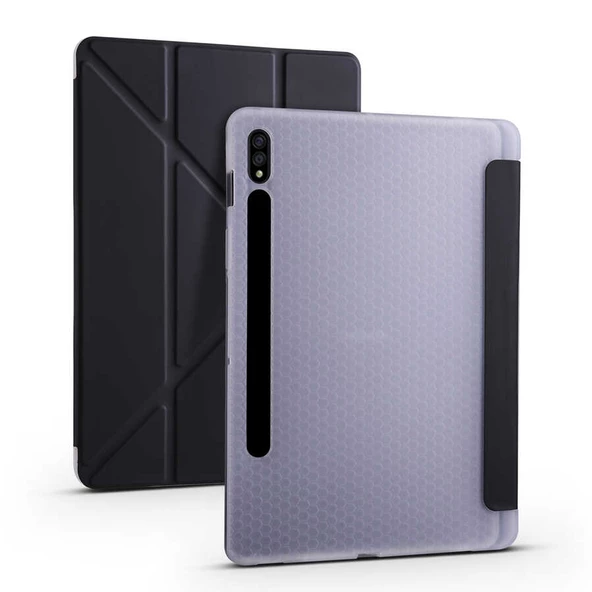 Samsung Galaxy Tab S7 Plus T970 Kılıf Tri Folding Kalem Bölmeli Standlı Kılıf - 7