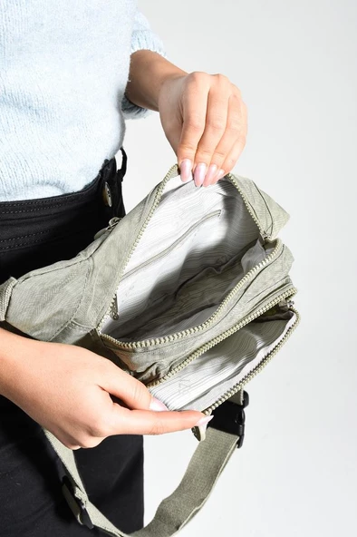 Unisex Bel Çantası Free Bag Klinkır Kumaş Hafif Yağmur Geçirmez Kumaş Çok Cepli - 12