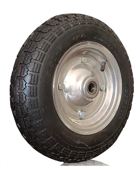 Rulmanlı Şişme Teker - Galvanizli Jant Havalı El Arabası Tekeri 3,50X7 - Resim 2
